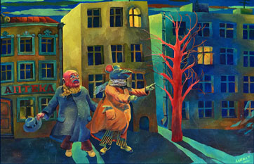 Painting «Night in the City» - surrealism