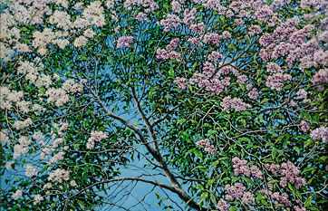 Painting «Lilac» - landscape, oil on canvas
