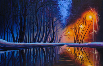 Oil painting on canvas for living room «Evening»